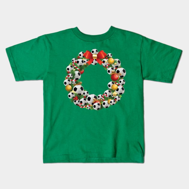 Football Multiface Christmas Wreath Kids T-Shirt by Rebus28